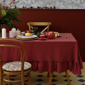 圣诞洋红萝莉桌布复古红色美式餐桌布