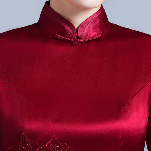 上海旗袍厂LHS-2045婚宴礼服 高贵婚礼喜婆婆旗袍小个子 连衣裙 秋冬款 商品图2