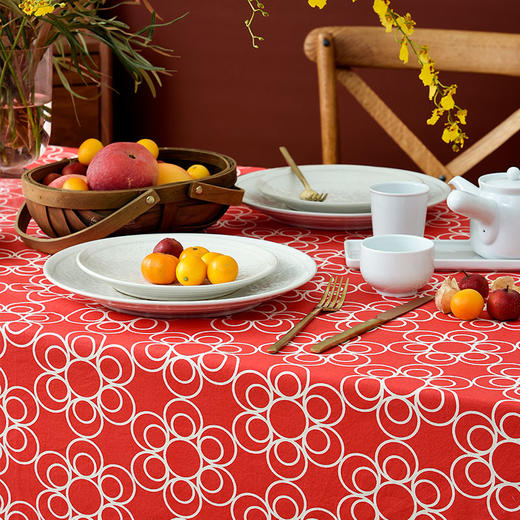 新春团圆新中式桌布简约红色餐桌布 商品图3