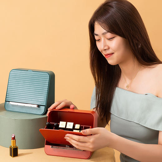 【轻奢口红收纳】分格大容量口红盒收纳置物架  桌面防尘化妆品收纳盒 商品图3