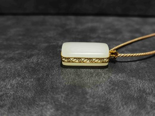 【御珠宫坊】金镶羊脂白玉无事牌 商品图2