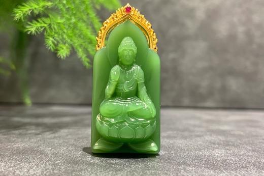 【御珠宫坊】金镶碧玉观音吊坠 商品图0