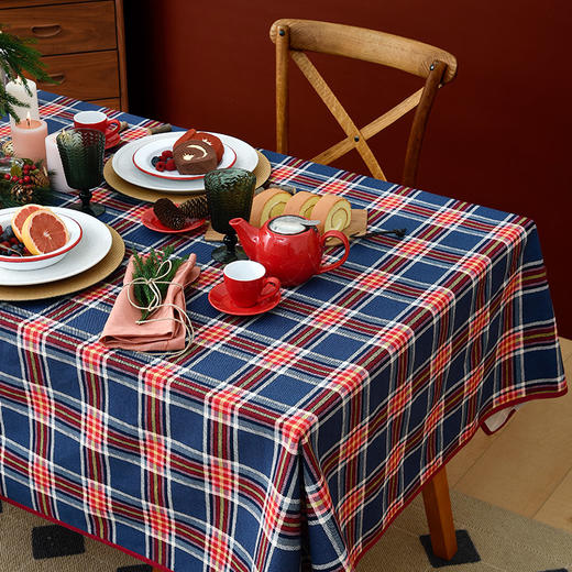 英式红蓝格纹桌布法式复古餐桌布 商品图4