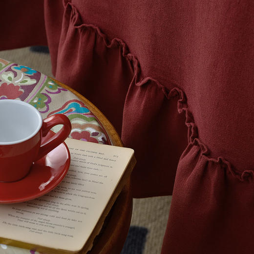 圣诞洋红萝莉桌布复古红色美式餐桌布 商品图3