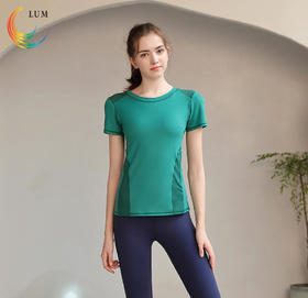 LUM39862露檬瑜伽运动短袖双面磨毛面料（含胸垫）