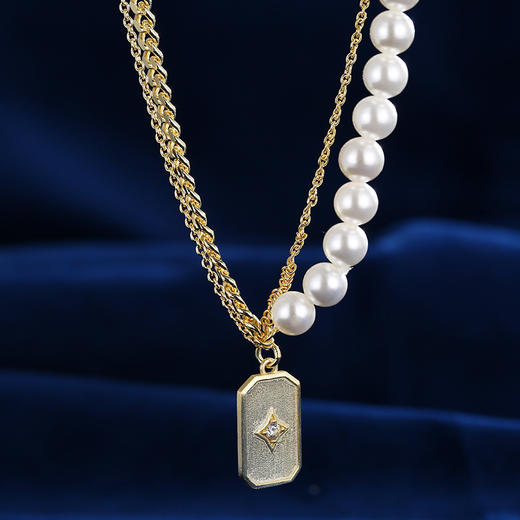 【歌手-刘忻同款】Shadow影系列 ｜几何珍珠双链项链 商品图2