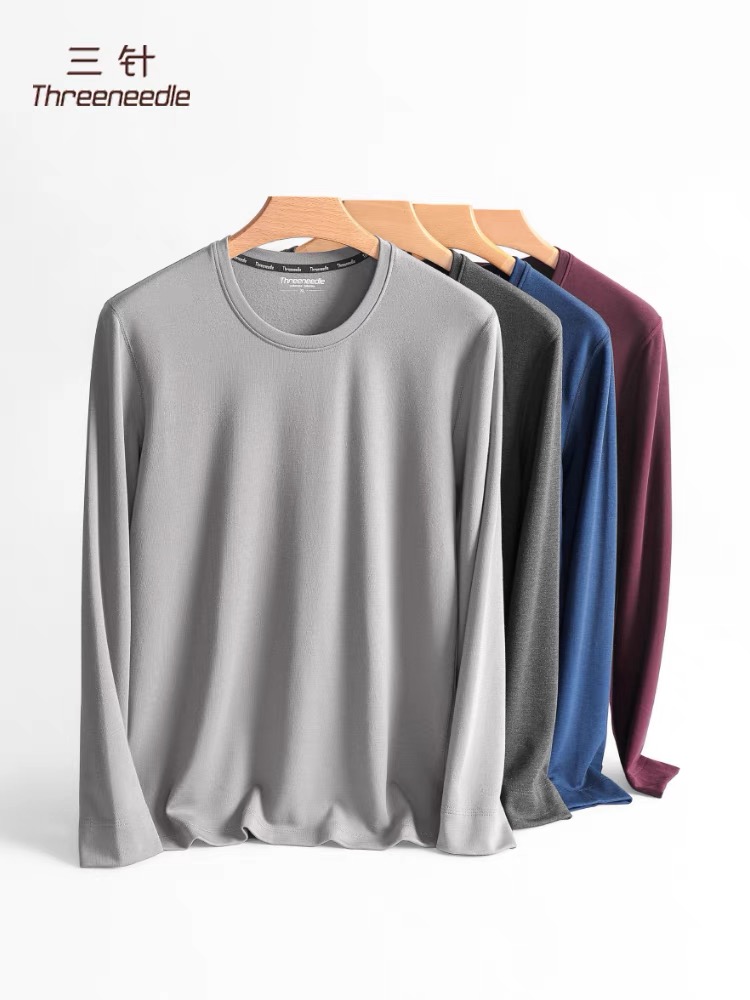 三针羊毛莫代尔单面绒圆领男内衣5610