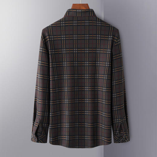 【加绒加厚】罗蒙男装保暖衬衫男士商务休闲百搭爸爸装格纹衬衣男 商品图3