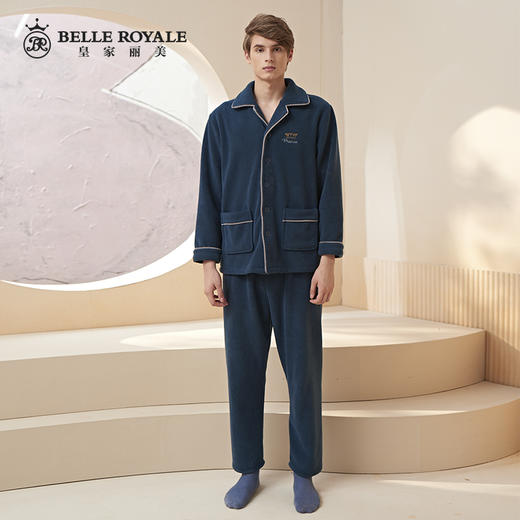 皇家丽美海岛绒套装秋冬季男士薄款珊瑚绒家居服JJT9775 商品图1