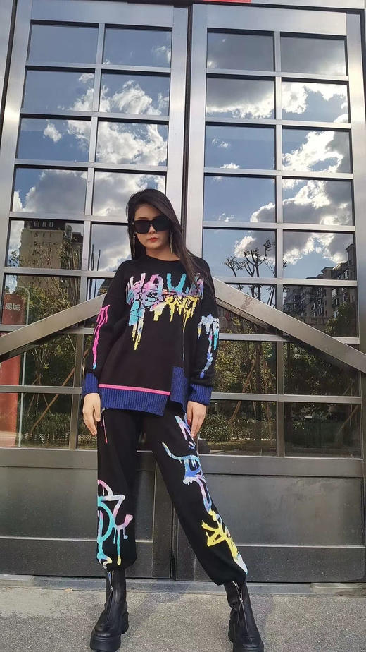 趣味图案羊绒女裤 商品图0