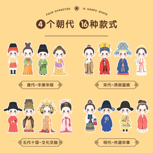 【4个朝代 16种款式】优雅汉服磁性换装盒子 传统文化继承 卡通形象改良 儿童礼品 商品图2