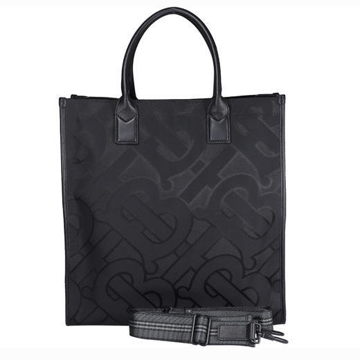 BURBERRY 博柏利 专属标识再生聚酯纤维提花托特包 男士手提包 黑色 8043691 A1189 商品图2