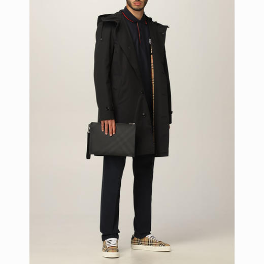 BURBERRY 博柏利 男生可拆卸连帽肯辛顿版型塔夫绸 Trench 风衣 藏蓝色 8033650 A1177 商品图1