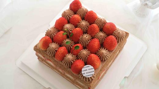【草莓屋】草莓棋格。全草莓 戚风蛋糕（2层蛋糕胚，2层水果） 商品图1