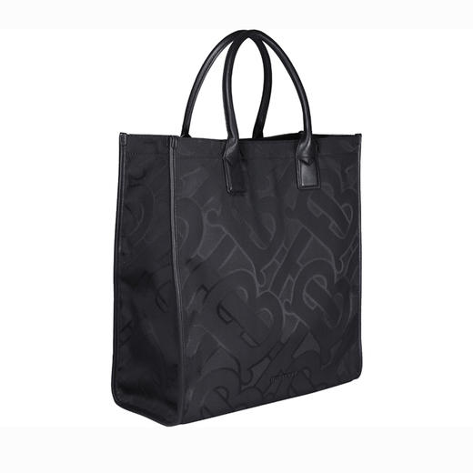 BURBERRY 博柏利 专属标识再生聚酯纤维提花托特包 男士手提包 黑色 8043691 A1189 商品图1