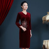 上海旗袍厂JC-JY5109金丝绒改良旗袍2021秋冬妈妈婚宴礼服洋气喜婆婆婚宴装连衣裙 商品缩略图1
