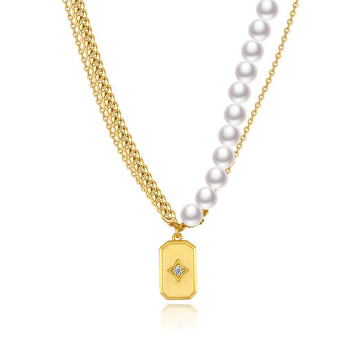 【歌手-刘忻同款】Shadow影系列 ｜几何珍珠双链项链 商品图5