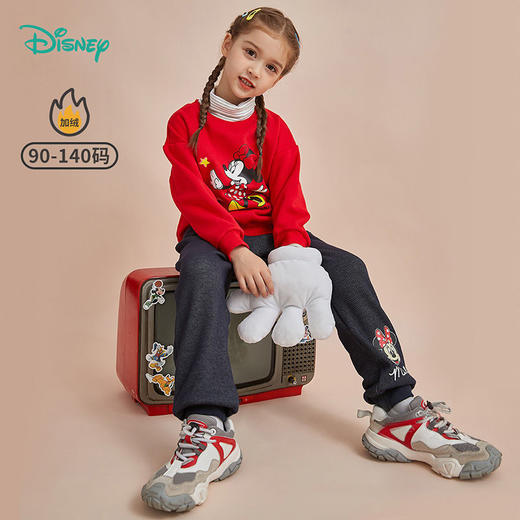 迪士尼童装女童长袖卫衣卫裤套装加绒套头衫休闲裤秋季新款洋气213T1296 商品图0