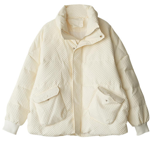 SMD-1026秋冬季短款白鸭绒羽绒服女立领大口袋拉链面包服 商品图1