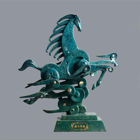 宇达青铜摆件 十二生肖马《瑞马祥临》创意装饰 家居工艺摆件  高34cm