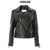 VIMAGE纬漫纪机车短外套女冬季新款时尚帅气中性修身显瘦皮衣V1693207 商品缩略图0