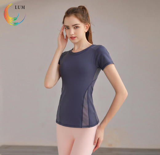 LUM39862露檬瑜伽运动短袖双面磨毛面料（含胸垫） 商品图5