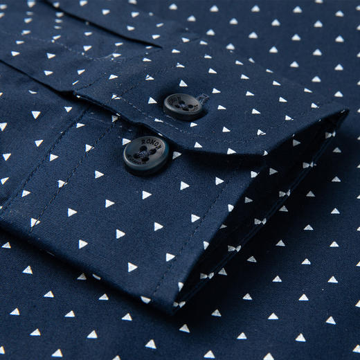 【纯棉】罗蒙男式长袖衬衫春秋季商务休闲碎花衬衣男 商品图5