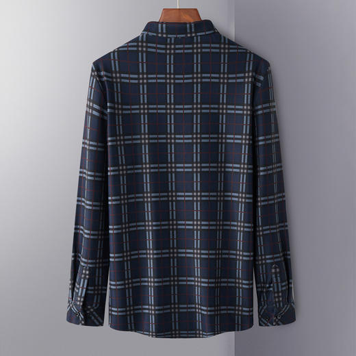 【加绒加厚】罗蒙男装保暖衬衫男士商务休闲百搭爸爸装格纹衬衣男 商品图5