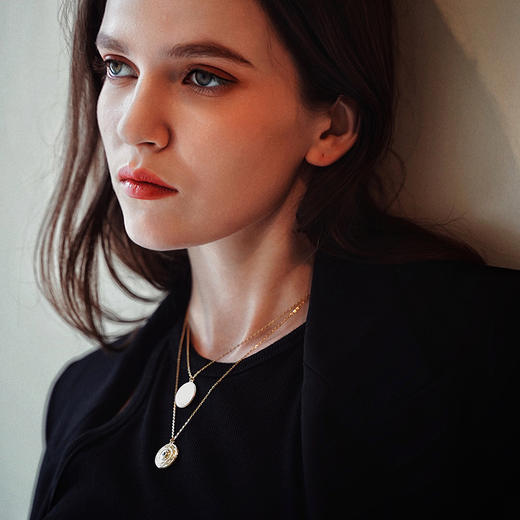 【尹正同款】Retro Chic 意大利复古时尚首饰 绿心金币叠戴项链 商品图3