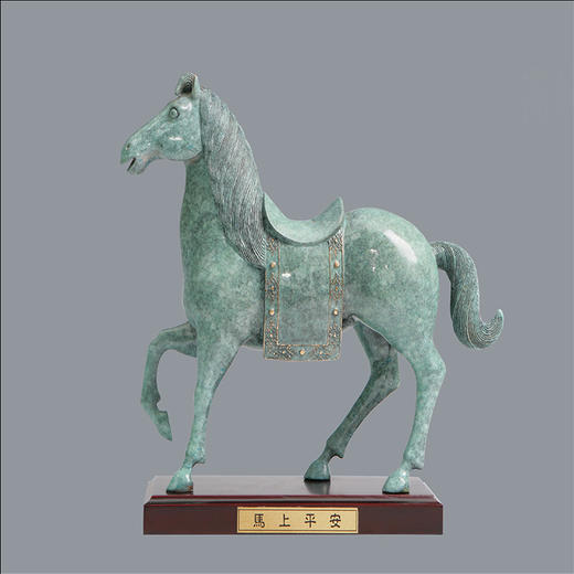 宇达青铜摆件 十二生肖马《马上平安》创意装饰 家居工艺摆件  高25.5cm 商品图0