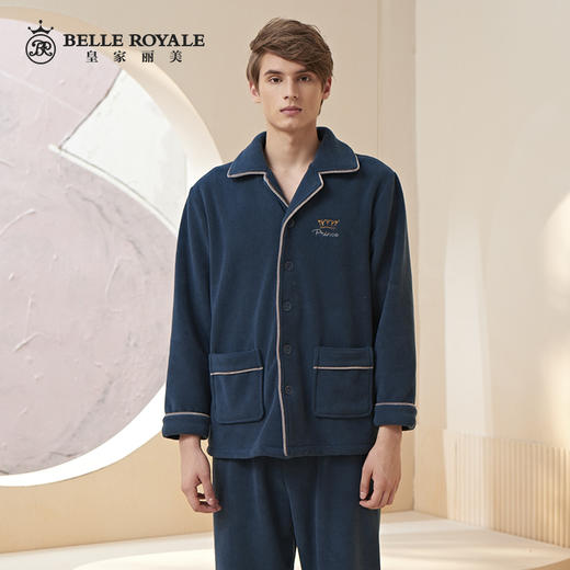 皇家丽美海岛绒套装秋冬季男士薄款珊瑚绒家居服JJT9775 商品图0