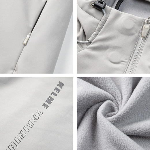 卡尔美梭织外套风衣男士冬季新款防风连帽加绒运动夹克 商品图4