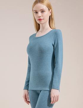 三针高品质发热纤维彩纱双面拉绒圆领女内衣6881