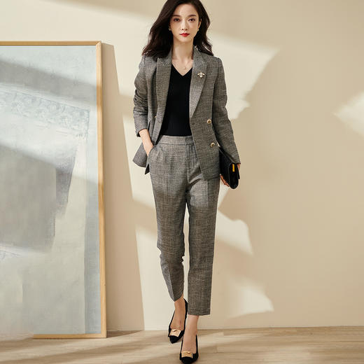 剩L 米思阳2025时尚套装洋气秋款修身显瘦时尚休闲西装裤子两件套2364 商品图1