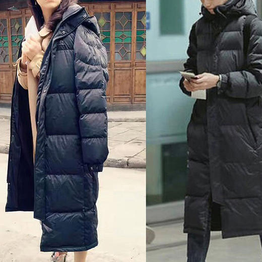 SMD-1028加长款秋冬季羽绒服女款过膝加厚情侣大码艺考中戏校服 商品图3