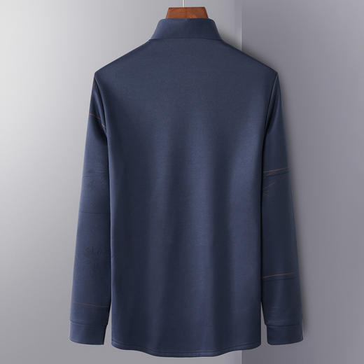 【加绒加厚】罗蒙秋冬衬衫男保暖防风时尚印花通勤百搭休闲套头衬衣男 商品图3