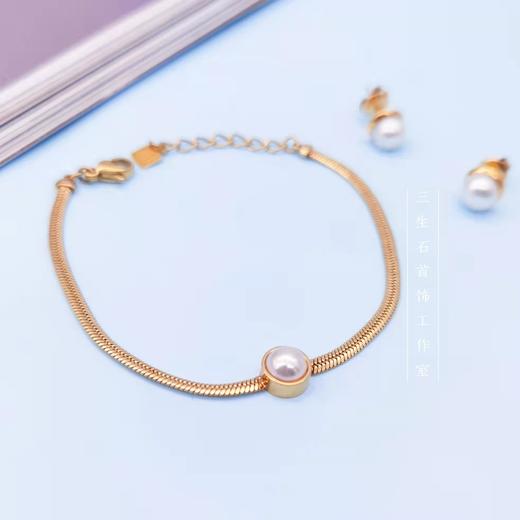 春日绽放 | 三生石本色珍珠钛钢镀金耳钉/天然珍珠软蛇骨手链 补水套装福利 商品图5