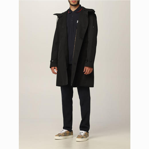 BURBERRY 博柏利 男生可拆卸连帽肯辛顿版型塔夫绸 Trench 风衣 藏蓝色 8033650 A1177 商品图3