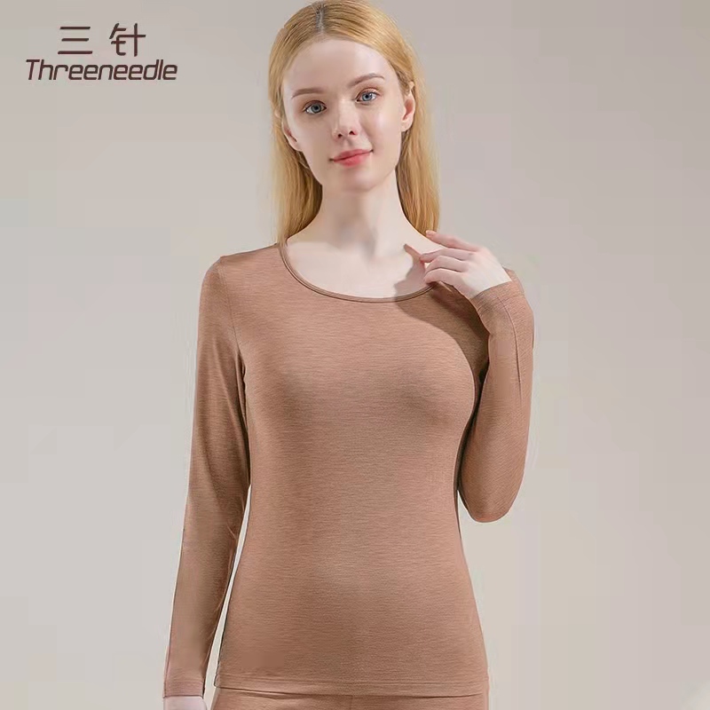 三针超薄发热纤维圆领女内衣6520