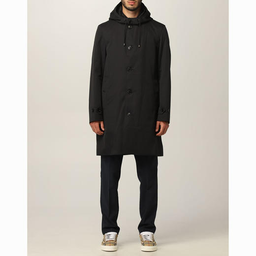 BURBERRY 博柏利 男生可拆卸连帽肯辛顿版型塔夫绸 Trench 风衣 藏蓝色 8033650 A1177 商品图0