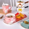 网红陶瓷手柄碗带把碗卡通早餐盘套装 商品缩略图0