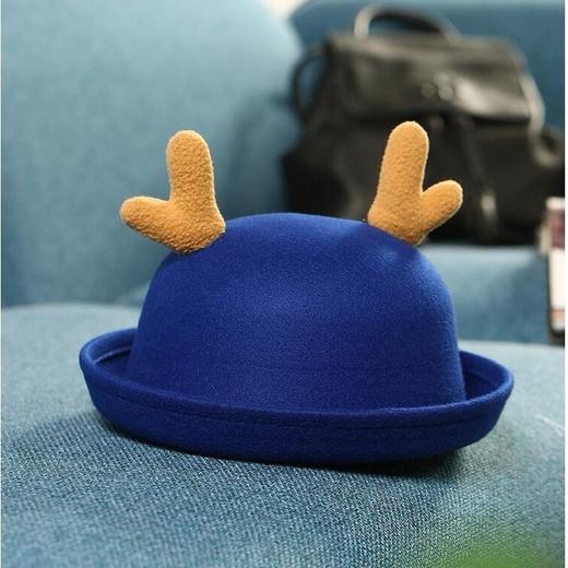 可爱鹿角耳朵毛呢盆帽亲子圆顶礼帽冬圣诞节 商品图5