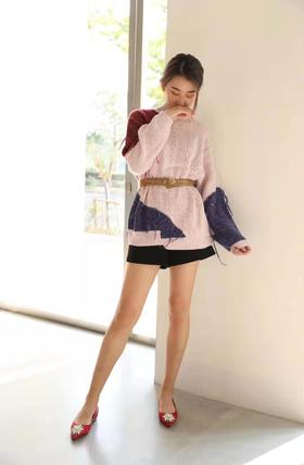 加厚绣线羊绒女衫