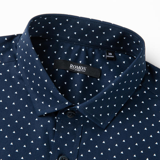 【纯棉】罗蒙男式长袖衬衫春秋季商务休闲碎花衬衣男 商品图4