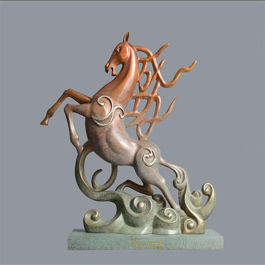 宇达青铜摆件 十二生肖马《志在千里百福临》创意装饰 家居工艺摆件  高49.5cm 商品图0