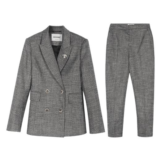 剩L 米思阳2025时尚套装洋气秋款修身显瘦时尚休闲西装裤子两件套2364 商品图4