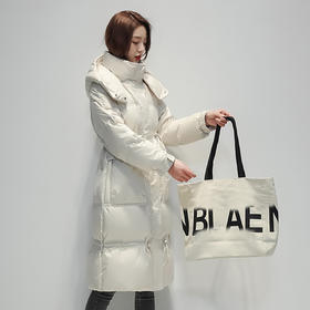 SMD新款羽绒服女中长款韩版宽松加厚白鸭绒冬装外套