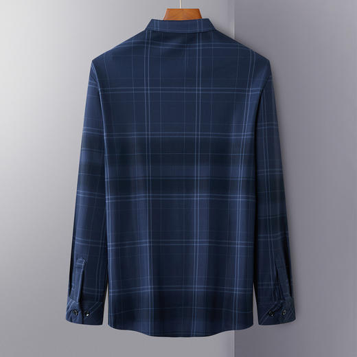 【加绒加厚】罗蒙秋冬保暖衬衫男士正装商务通勤格纹爸爸装衬衣男 商品图1
