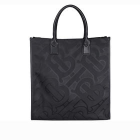 BURBERRY 博柏利 专属标识再生聚酯纤维提花托特包 男士手提包 黑色 8043691 A1189