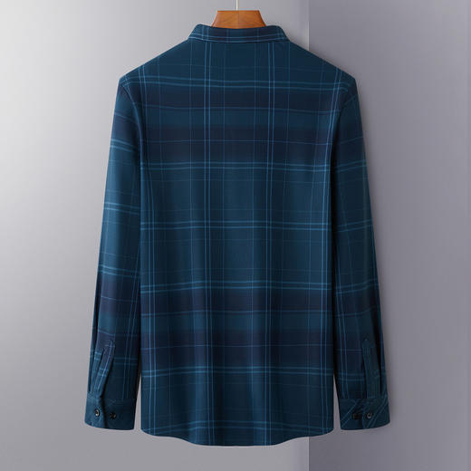【加绒加厚】罗蒙秋冬保暖衬衫男士正装商务通勤格纹爸爸装衬衣男 商品图3